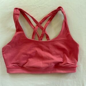 Lululemon Energy Bra, Medium Support, Coral Pink, Size 8